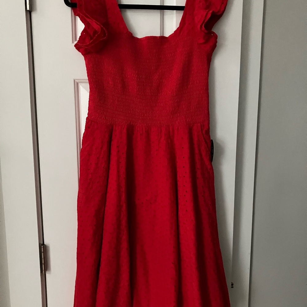 Sheen Red Sleeveless Dress